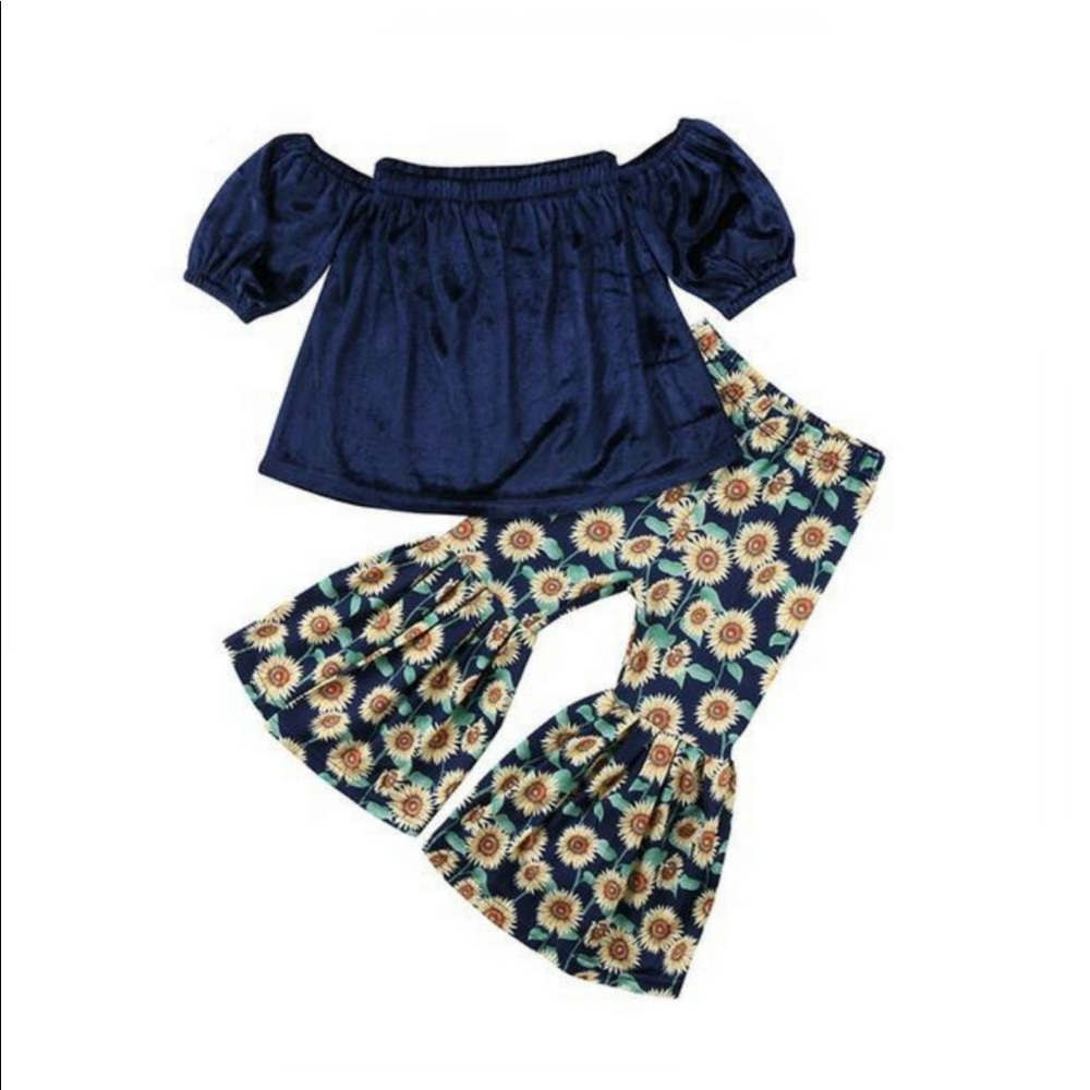 Velvet off should top & Sunflower bell bottoms